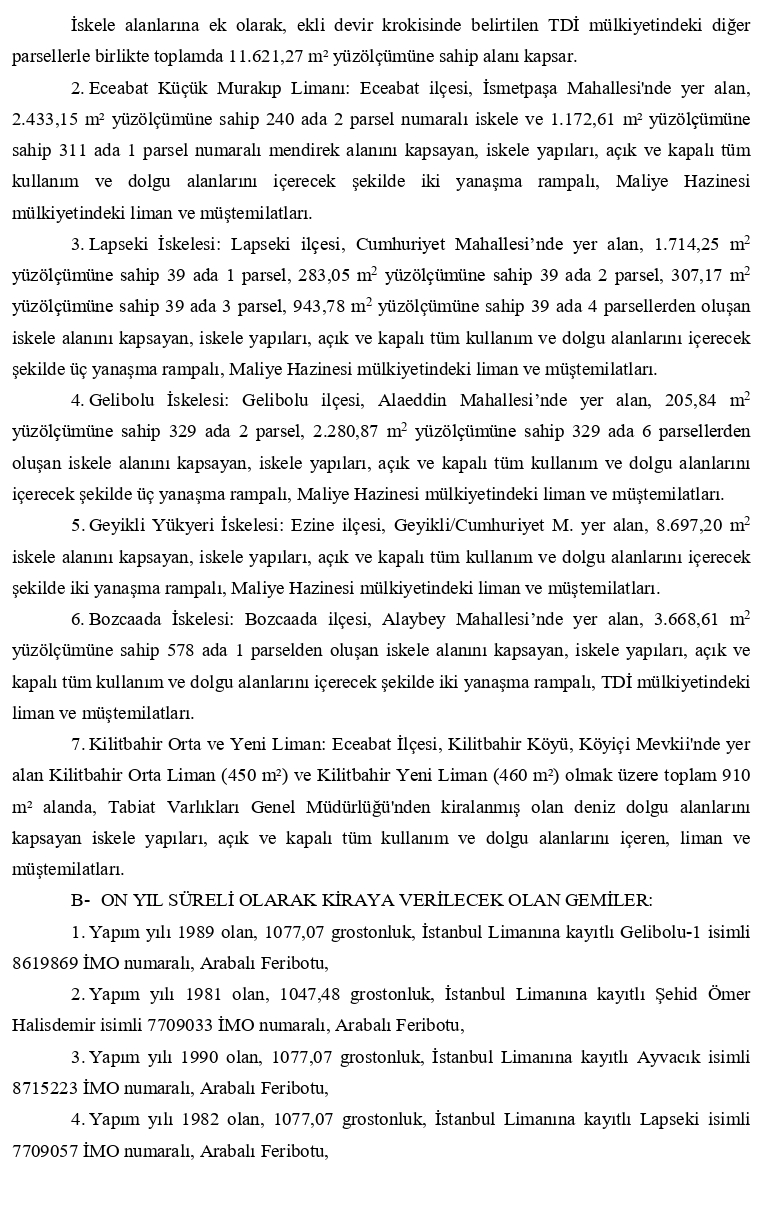 Çanakkale feribot iskele kiralama