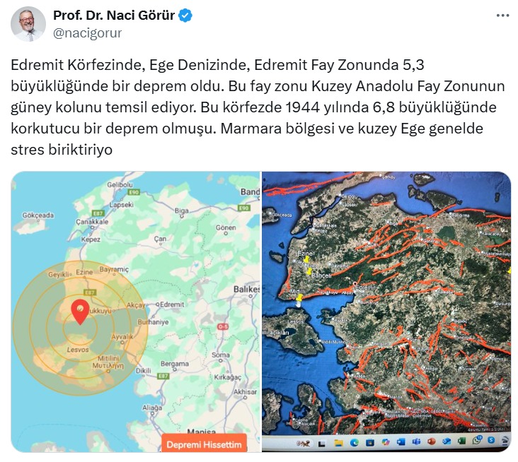 Naci Görür Ayvacık Çanakkale Deprem