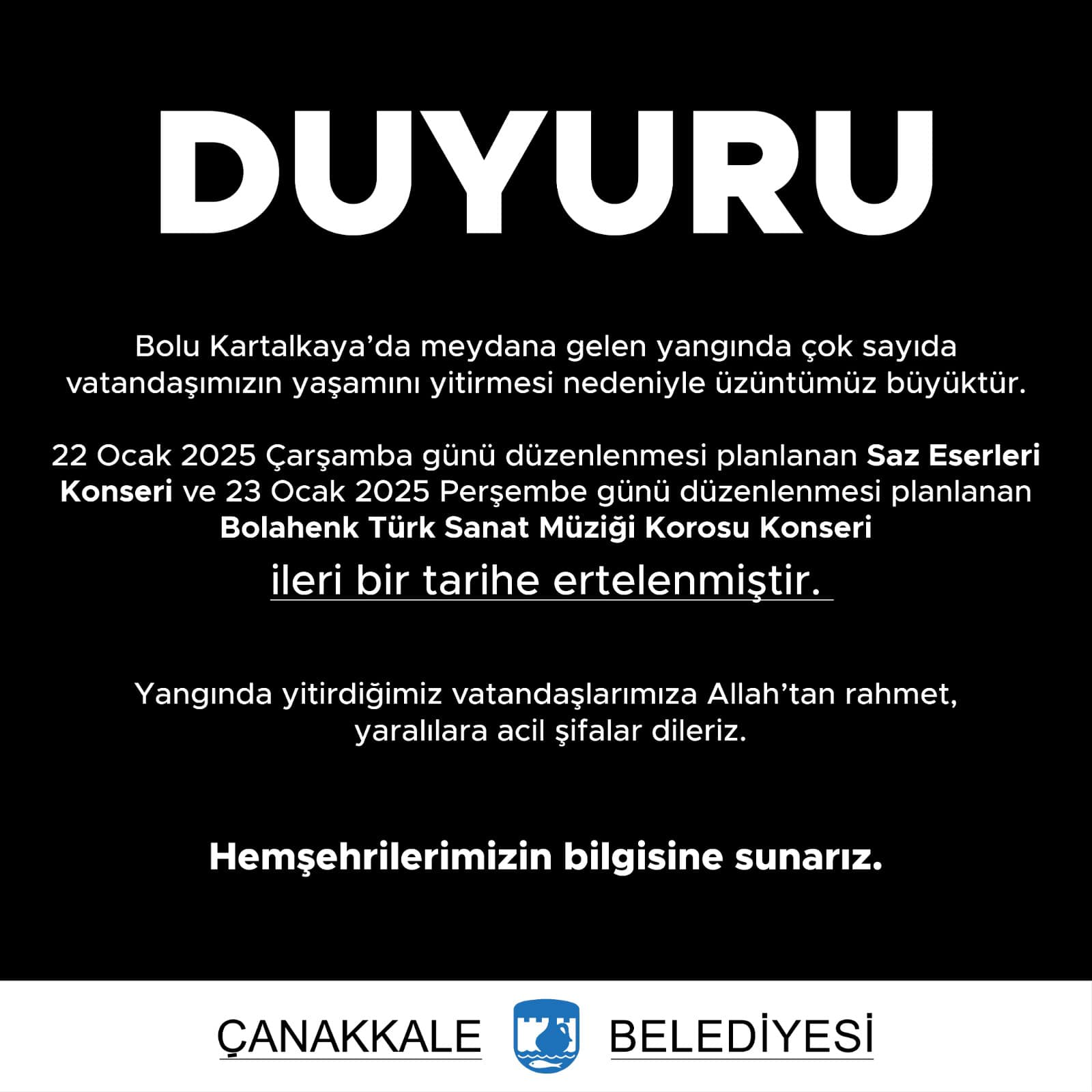 Çanakkale etkinlik erteleme