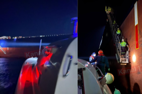 Bozcaada'da tankerde rahatsızlanan kişi tahliye edildi