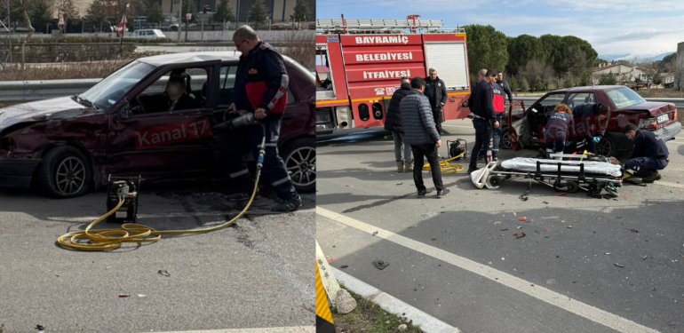 Bayramiç’te sıkıştığı arabadan kurtarılmayı bekledi