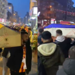 Biga’da Galatasaraylılar Fenerbahçe bayrağı sarılı tabut taşıdılar