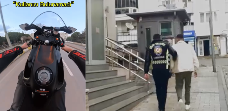 Çanakkale’de Troya Caddesi’nde motor kaldırdı, trafikten men edildi
