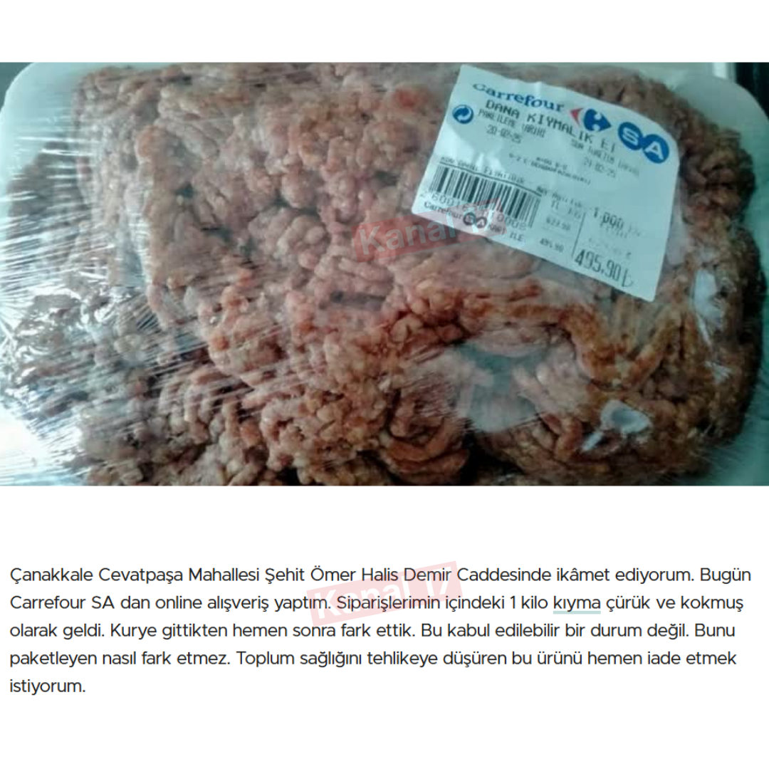 Çanakkale'de dev market zincirinden aldığı kıyma çürük çıktı