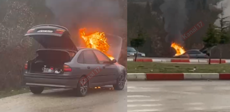 Çan’da LPG’li otomobil alev alev yandı