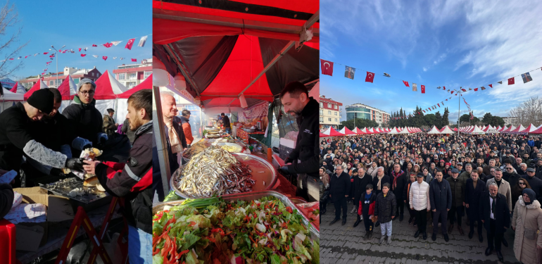 Çanakkaleliler horon tepti: 2 ton hamsi dağıtıldı