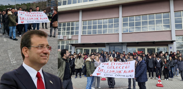 ÇOMÜ’de öğrenciler Ekrem İmamoğlu için yürüdü