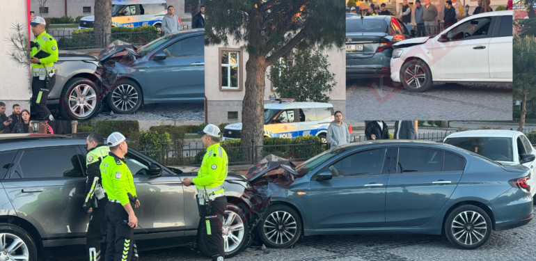 Çanakkale Valiliği önünde zincirleme kaza: 1 yaralı