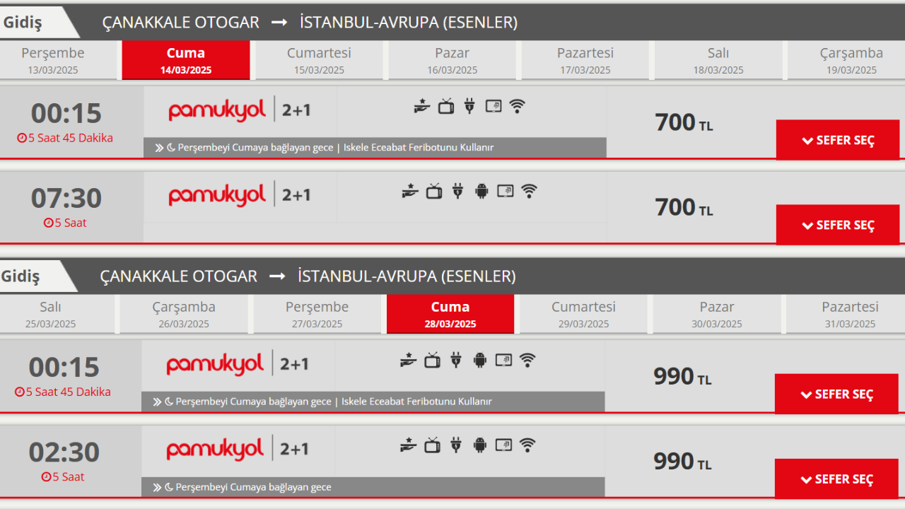 Çanakkale'de bayram öncesi otobüs bilet fiyatları yüzde 40 artıyor - K
