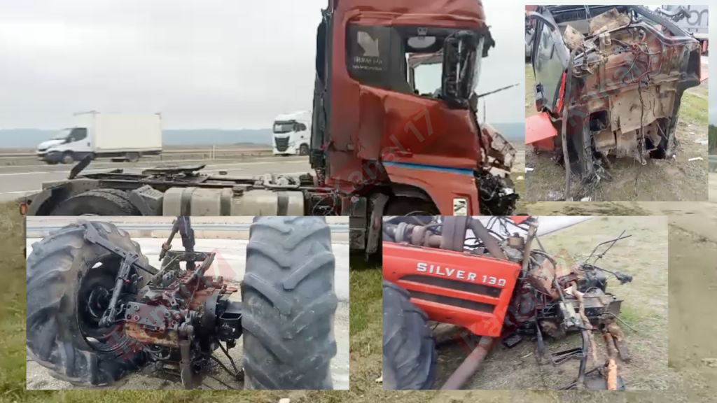 Çanakkale’de tırın çarptığı traktör 3’e bölündü