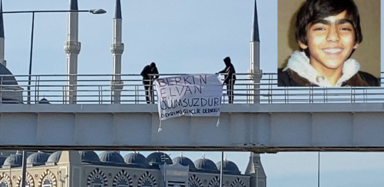 Çanakkale’de yaya üst geçidine Berkin Elvan afişi asıldı