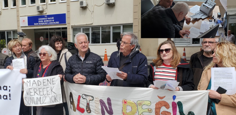 Çanakkale Milletvekili Güneşhan ve çevreciler madene karşı dilekçe verdiler