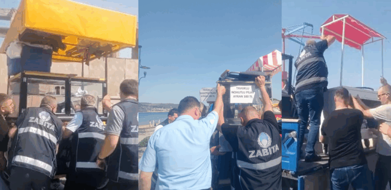 Çanakkale Belediyesi, hijyensiz satış yapan tezgahları kaldırdı