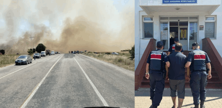 Çan’da yangın çıkmasına sebep olan şahıs gözaltına alındı