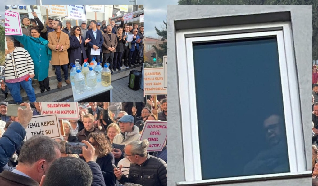 Kepez'de su eylemini başkan camdan izledi