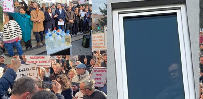 Kepez’de su eylemini başkan camdan izledi