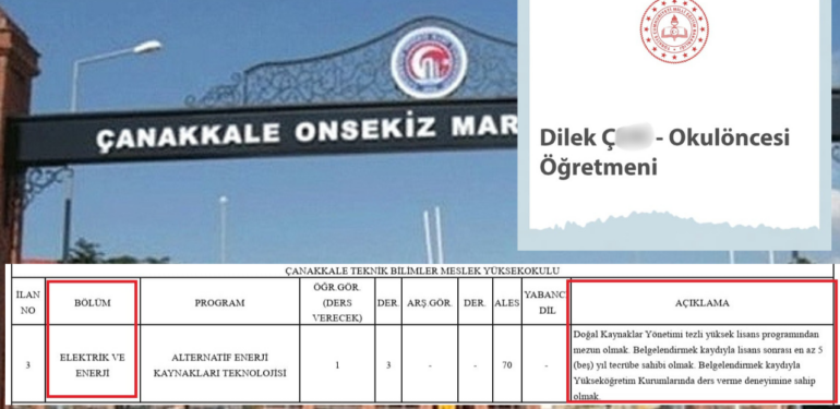 ÇOMÜ’de Elektrik ve Enerji bölümüne okul öncesi öğretmeni alındı!
