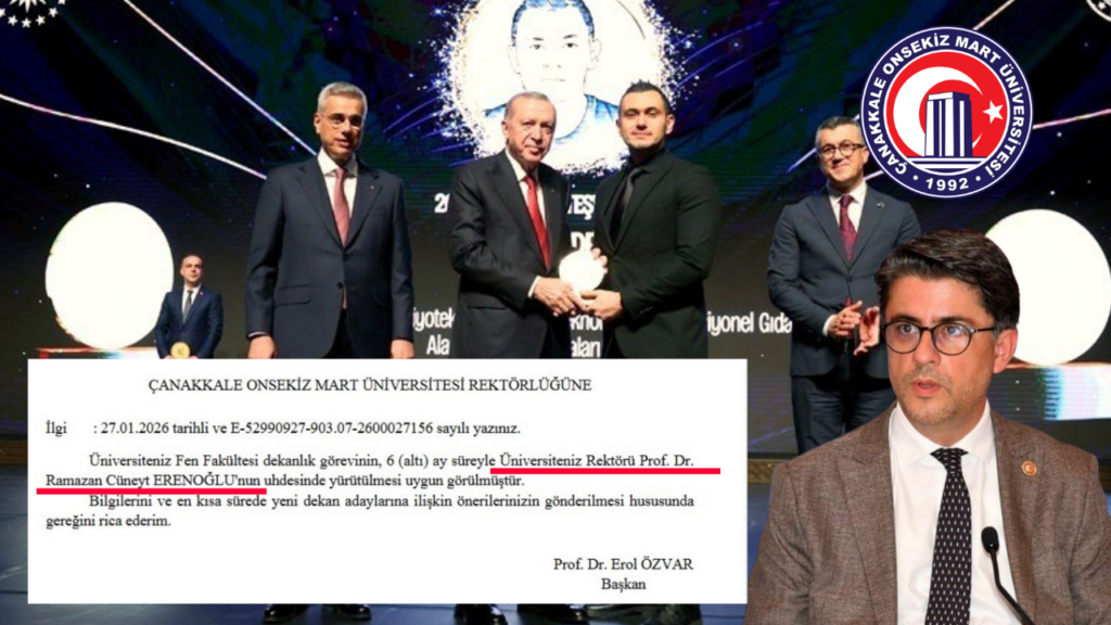 ÇOMÜ’de Erdoğan’ın ödül verdiği isim kızağa çekildi