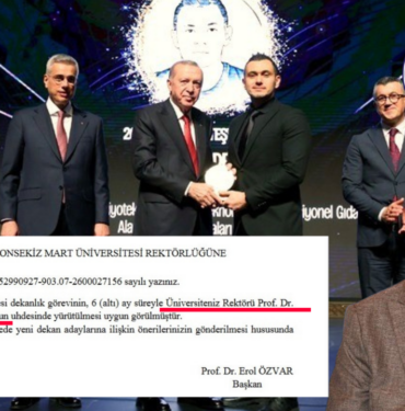 ÇOMÜ’de Erdoğan’ın ödül verdiği isim kızağa çekildi