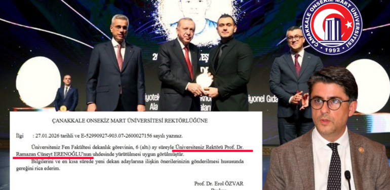 ÇOMÜ’de Erdoğan’ın ödül verdiği isim kızağa çekildi: Rektör Erenoğlu kendini dekan olarak atattırdı